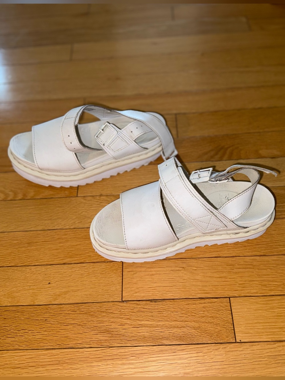Dr. Martens White Leather Platform Sandals